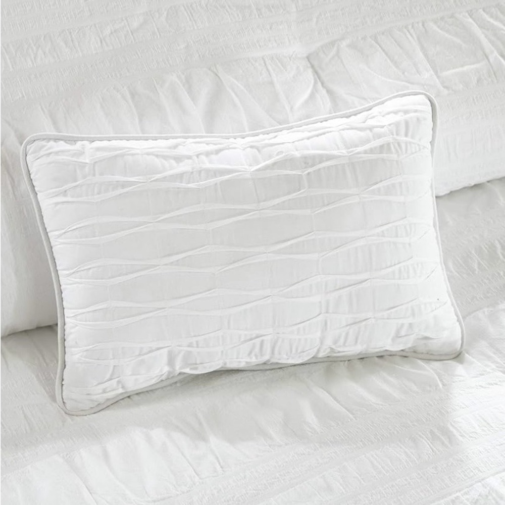 Madison Park Kate White Cotton Seersucker Duvet Cover Set Queen - Picture 5 of 7